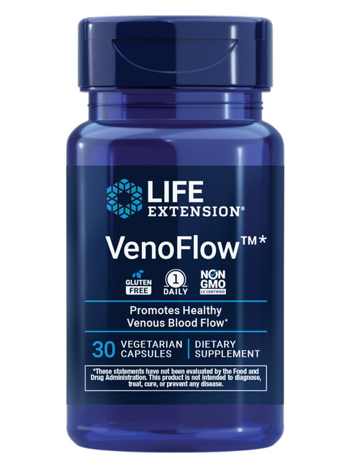 Life Extension VenoFlow™, nattokinase Enzyme, French Maritime Pine bark Extract, Supports Healthy Vascular Function, arm and Leg Circulation, Gluten Free, Non-GMO, Vegetarian, 1-Daily, 30 Capsules