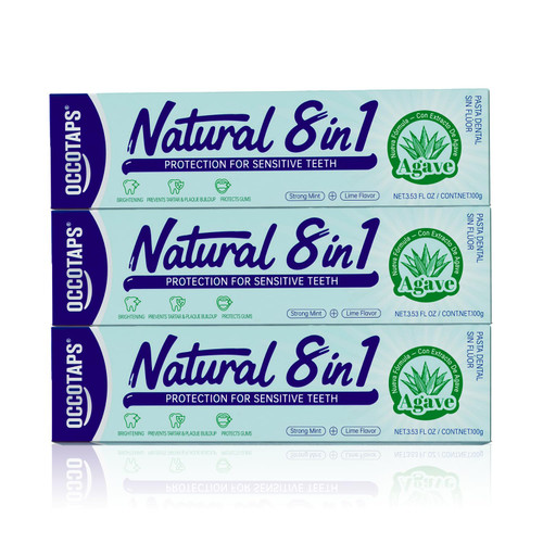 OCCOTAPS Natural Agave Extract Toothpaste for Sensitive Teeth, Fluoride Free Toothpaste, Remineralizing Gum Care, Gentle Whitening & Fresh Breath, 3.53 Fl Oz 3PK US Manufactured