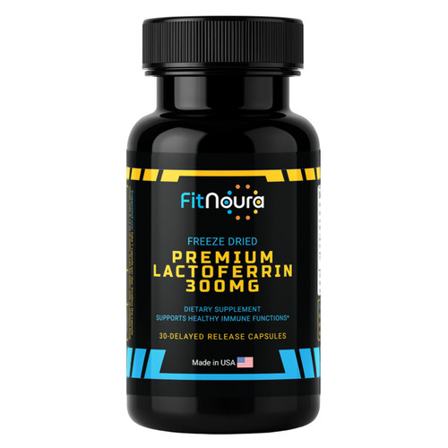 FitNoura Enteric Coated Lactoferrin Supplement - Delayed Release Capsules | Grass Fed Bovine Lactoferrin | Immune Support, Boosts Immunity, Gut Health, Digestive Support | Low Lactose