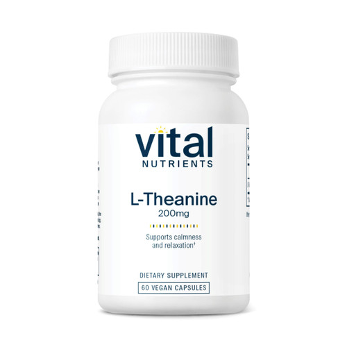 Vital Nutrients L-Theanine 200mg - Vegan Supplement - L Theanine Supplement Supports Normal Stress Levels and Cognitive Function* - Gluten, Dairy and Soy Free - 60 Capsules