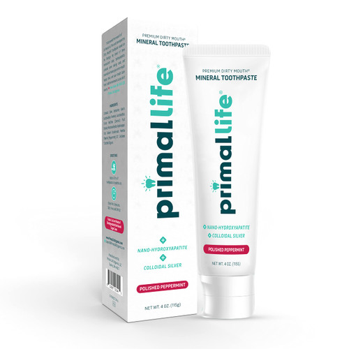 Primal Life Organics Premium Dirty Mouth Mineral Toothpaste - Nano-Hydroxyapatite, Colloidal Silver, Charcoal - Organic, All Natural Whitening Formula (Bubblegum Flavor, 4oz)