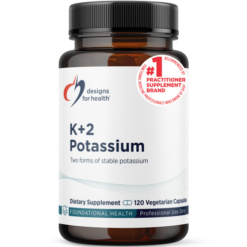 Designs for Health K+2 Potassium - 300mg Two Forms of Potassium - Potassium Bicarbonate + Glycinate Pills - Supplement Support to Help Maintain Healthy Blood Pressure Levels (120 Capsules)