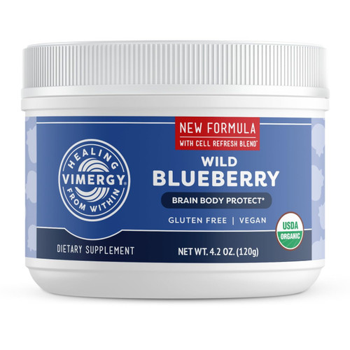 Vimergy Wild Blueberry Powder –Protects Brain Health* - Supports Cardiovascular Function* – Organic, Vegan & Gluten-Free – 120g