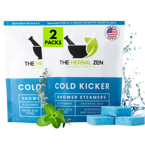 Cold Kicker Shower Steamers Aromatherapy for Relief - USA Made - Peppermint & Eucalyptus Shower Bomb Tablets - Mothers Day Gift for Mom - Soothing Natural Essential Oils (20 Pack)