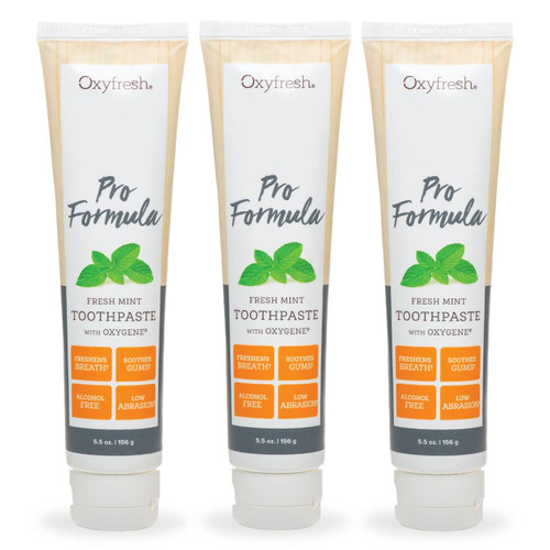 Oxyfresh Pro Formula Fresh Mint Toothpaste – Gentle Low Abrasion - Cosmetic Fluoride Free - for Bad Breath, Sensitive Teeth and Gums with Natural Essential Oils - 5.5 oz (Pack of 3)