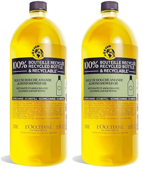 L'OCCITANE Almond Shower Oil Refill 16.90 fl oz,(Pack of 2)