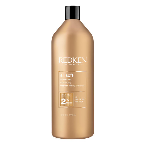 Redken All Soft Shampoo - Moisturizes & Hydrates Dry, Brittle Hair, Gently Cleanses & Softens, Adds Shine, With Argan Oil, Safe For Color-Treated Hair, Sulfate Free