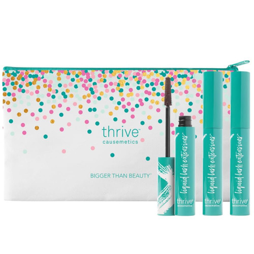Thrive Causemetics Liquid Lash Extensions Mascara, Makeup Gift Set, Tubing Mascara Lengthening, Volumizing, Smudge Proof, No Clumping or Flaking, Cruelty Free, Crystal (Brown Black)