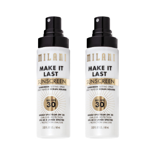 Milani Sunscreen Setting Spray + Primer, Make It Last Sunscreen for Face- SPF 30 UVA & UVB Protection Antioxidant Rich Formula for Broad Spectrum Protection, Prime + Set + Protect, 2.02Fl. Oz - 2 Pack