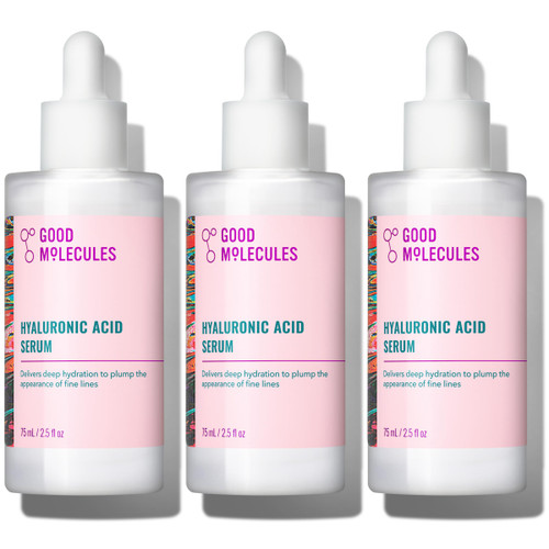 Good Molecules Hyaluronic Acid Serum Pack 3 – 75 ml / 2.5 fl oz Each | Lightweight Facial Serum with 1% Hyaluronic Acid for Hydration