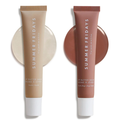 Summer Fridays Tinted Lip Butter Balm Gift Set - Conditioning Vegan Lip Balm for Instant Moisture, Shine & Hydration - Softening & Soothing Skincare - Vanilla & Vanilla Beige (2 Count)