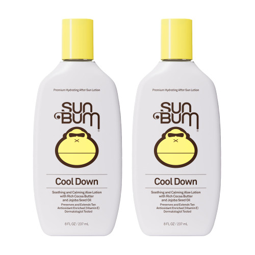 Sun Bum Cool Down Aloe Vera Lotion Vegan After Sun Gel With Cocoa Butter To Soothe and Hydrate Sunburned Skin, 8 oz (Pack of 2)