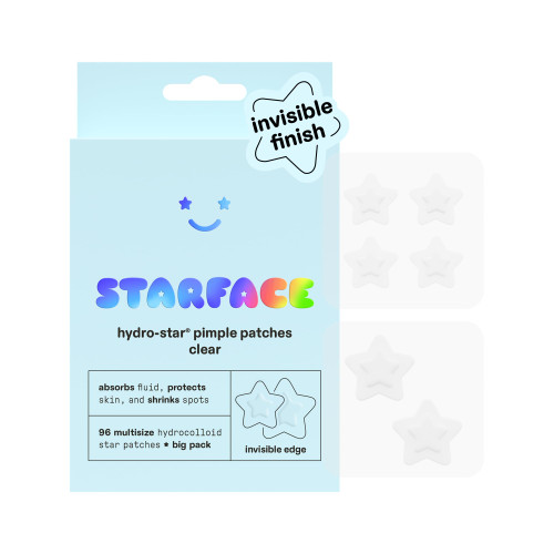 Starface Hydro-Star® Clear BIG PACK Refill, Invisible Hydrocolloid Pimple Patches, Two Sizes, Dermatologist Tested, Covers and Protects Visible Spots, Absorbs Pimple Gunk, Vegan Skincare (96 Count)