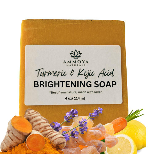 Ammoya Naturals Turmeric Skin Cleansing Soap - Natural Glow Face & Body Cleanser for Acne, Dark Spots & Scars, Gentle for All Skin Types - 3 Bars (4.5 oz)