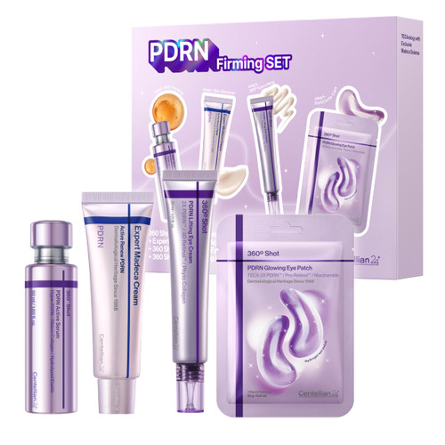 CENTELLIAN 24 PDRN Face & Eye Set (4pcs) – PDRN Cream 1.69 fl oz + Eye Cream 1.01 fl oz + Eye Patches (1pair x 2ea) + Active Serum 1.69 fl oz, TECA PDRN, Firming, Hydrating, Anti Aging Korean Skincare