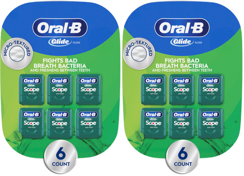 Oral-B Glide Dental Floss, Scope Mint Flavor, 40 m, 6 Count (Pack of 2)