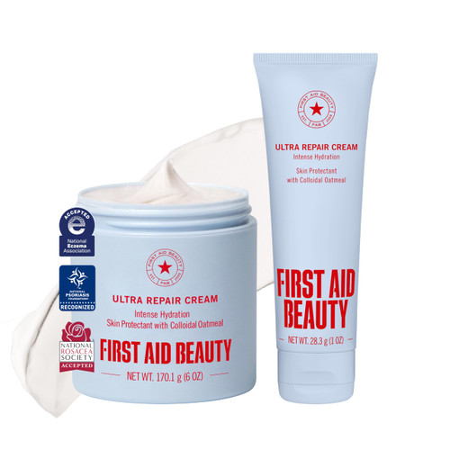 First Aid Beauty Ultra Repair Cream, Intense Hydration - Clinically Tested Face & Body Moisturizer with Colloidal Oatmeal - Supports Eczema & Dry Skin Barrier Repair - Fragrance Free - 7 oz Total