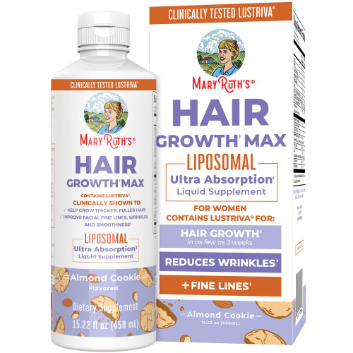 MaryRuth's Hair Growth Max Liposomal for Women | Lustriva® + Biotin 10000mcg + Pumpkin Seed Oil | Thicker Hair | Hair Care | Wrinkles, Fine Lines, Skin Care | Ages 18+ | CLP Certified | 15.22 Fl Oz