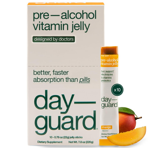 Day–Guard — Feel Better After Drinking, Wake Up Refreshed, Science-Backed, Doctor-Formulated Pre Drinking Jelly Gummies for Regret Prevention, Made in Korea, 10-Pack of 22g Sticks (Mango)