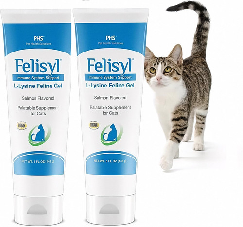 Felisyl L-Lysine Gel for Cats & Kittens (5oz) – Immune System, Respiratory & Eye Health Support. Reduces Sneezing, Runny Nose & Watery Eyes. Daily Salmon-Flavor Supplement – Made in USA (2 Pack)