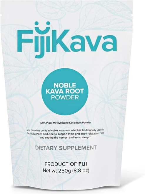 FijiKava Instant Kava Kava Powder 250g – Premium Kava Root Powder with High Kavalactone Content – Natural Relaxation Aid for Calmness, Stress Relief, and Sleep Support – Easy-to-Mix