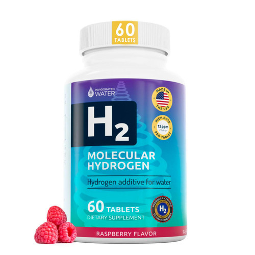 Invigorated Water Hydrogen Water Tablets with Magnesium - 12 PPM H2 Molecular Hydrogen Tablets for Drinking Water - Supports Energy, Brain & Cognitive Health, Non-GMO (60 Servings, Raspberry)