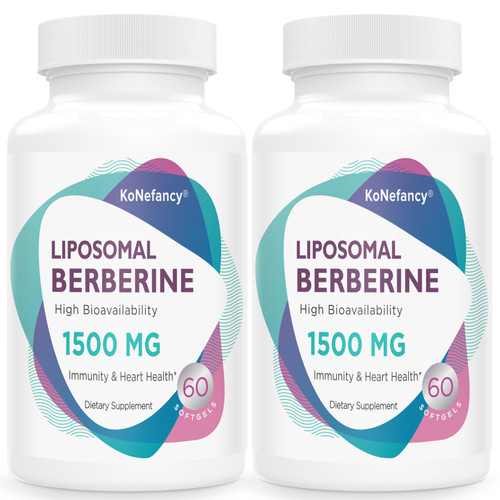 KoNefancy Liposomal Berberine Supplement 1500mg - Third Party Tested, High Bioavailability Berberine HCL Capsules for Women & Men, GLP-1 Weight Loss Support and AMPK Activator, Sugar-Free,120 Softgels