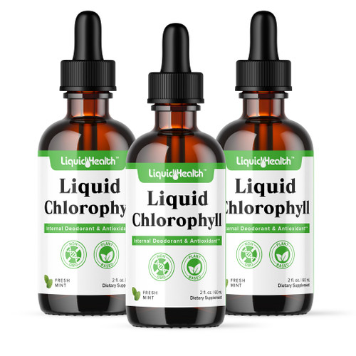 LIQUIDHEALTH Liquid Chlorophyll Drops - Internal Deodorizer, Antioxidants, Liver Detox, Immune Support, Relieve Bad Breath, Reduce Appetite, Collagen for Hair & Skin Health - Vegan, Non-GMO (3 Pack)