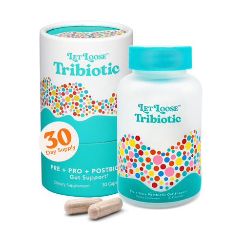 Let Loose Daily Tribiotic Pills - Probiotics, Prebiotics, and Postbiotics to Feed Your Microbiome and Support Smooth Daily Digestion, Gut Health, Gut Lining Repair for Women and Men, 30 Capsules