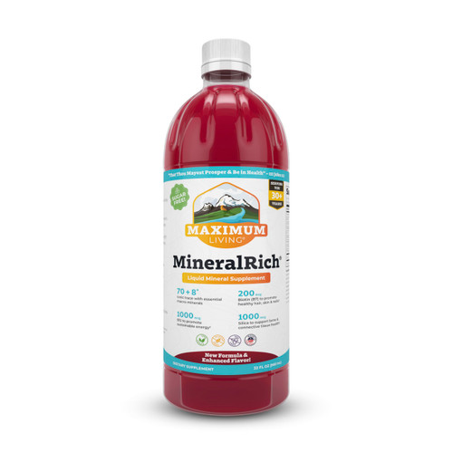 Maximum Living MineralRich - Minerals Supplement - Sugar Free Liquid Blend of Vitamins and Trace Minerals - 32 oz