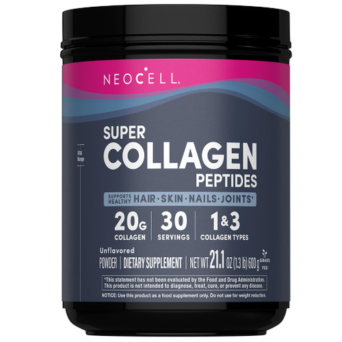 NeoCell Super Collagen Peptides Powder | 30 Servings | Unflavored | Types I & III | Grass Fed Bovine Supplement | Hair, Skin, & Nails | for Women and Men