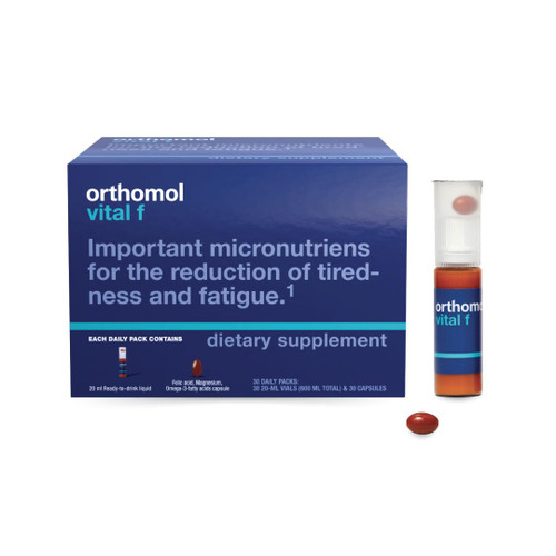 Orthomol Vital F – Daily Multivitamin for Women, Vitamins A, B, C, D, E, K, Folic Acid, Magnesium & Omega-3, Supports Energy, Vitality, & Immune Health, 30-Day Supply, Liquid + Capsule Supplement