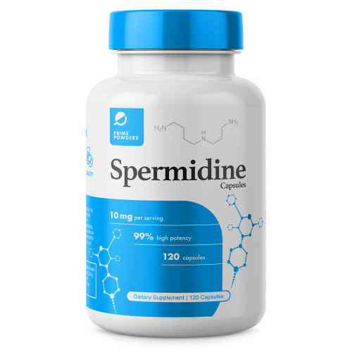 Prime Powders Spermidine Capsules Gluten Free 99% Concentration 100x More Potent Than Wheat Germ Extract for Anti-Aging DNA Telomere Support