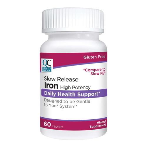 Quality Choice Iron High Potency Slow Release Tablets, 45mg, 60 Tabets Each (Pack of 9)