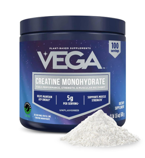 Vega Micronized Creatine Monohydrate Powder, Unflavored – 5g Pure Vegan Creatine for Men & Women, Strength, Performance & Muscle Growth, 100 Servings (17.6 oz)