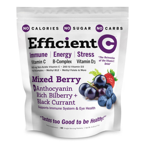ANDREW LESSMAN Efficient C Mixed Berry 90 Packets - Immune, Energy, Stress and Eye Health Support. Reinvention of The Vitamin C Drink. No Calories. No Sugar. No Carbs. Easy to Mix.