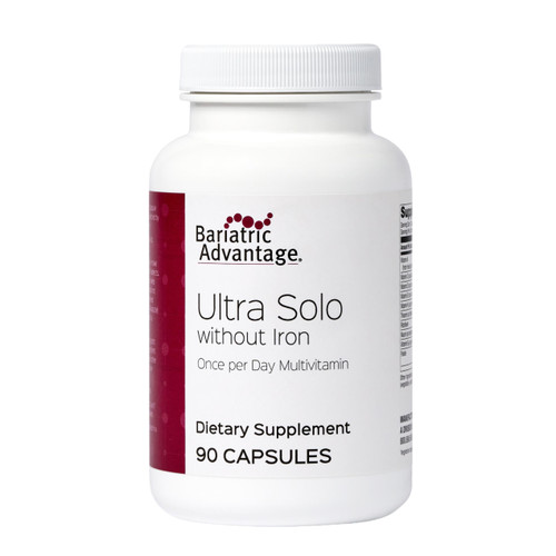 Bariatric Advantage Ultra Solo Without Iron - Once-Per-Day Daily Multivitamin - for Bariatric Patients - with Thiamin, Vitamin A & More - Gluten Free - 90 Capsules
