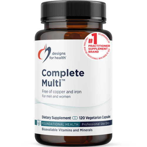 Designs for Health DFH Complete Multi - Comprehensive Multi Vitamin + Mineral Supplement with Folate, 1000 IU Vitamin D, Immune Support Vitamins - Multivitamin with No Copper, No Iron (120 Capsules)