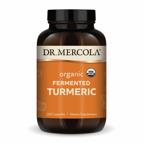 Dr. Mercola Organic Fermented Turmeric - 370 mg Fermented Turmeric - High-Bioavailability Curcuminoids - USDA Organic, Non-GMO, Gluten-Free & Soy-Free - 180 Capsules (90 Servings)