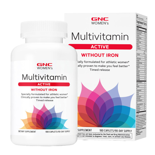 GNC Women's Multivitamin Active Without Iron, Supports an Active Lifestyle, 30+ Nutrient Formula, Promotes Bone & Joint Health, Helps Energy Production, 180 Caplets