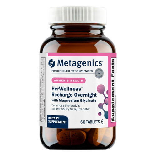Metagenics HerWellness Recharge Overnight - Women's Sleep Support with Chelated Magnesium, Holy Basil, Zinc & Vitamin C - Supports Relaxation, Stress & Sleep - Non-GMO & Gluten-Free - 60 Tablets
