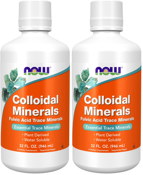 NOW Foods Supplements, Colloidal Minerals Liquid, Plant Derived, Essential Trace Minerals, 32-Ounce (Pack of 2)