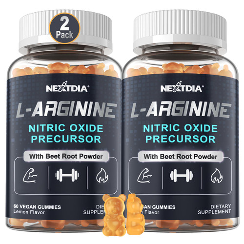 Nextdia Sugar Free L Arginine Nitric Oxide Gummies 1300mg for Men & Women with L Citrulline, Beet Root, B3 | L Arginine L Citrulline Supplements | Vegan, 120 Counts