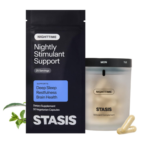 STASIS Nighttime Supplement Complete Kit with Magnesium, Melatonin, Zinc & Botanical Extracts, Evening Routine Support Capsules for Bedtime Use, Non GMO, 25 Servings, 1 Month Supply