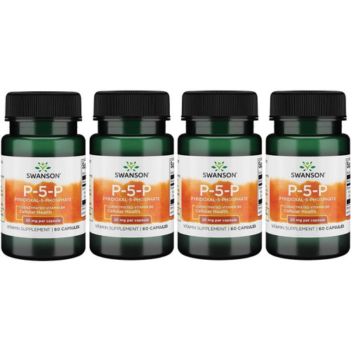 Swanson P-5-P (Pyridoxal-5-Phosphate) Coenzymated Vitaminb-6 20 Milligrams 60 Capsules (4 Pack)