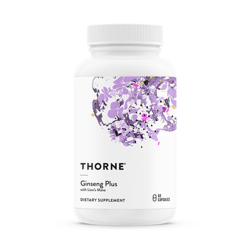 THORNE - Ginseng Plus - Supports Daily Energy Levels, Mental Clarity, Mood & Stress Management* - with Lion's Mane & Greek Mountain Tea - Third-Party Certified - Gluten & Dairy-Free - 60 Capsules