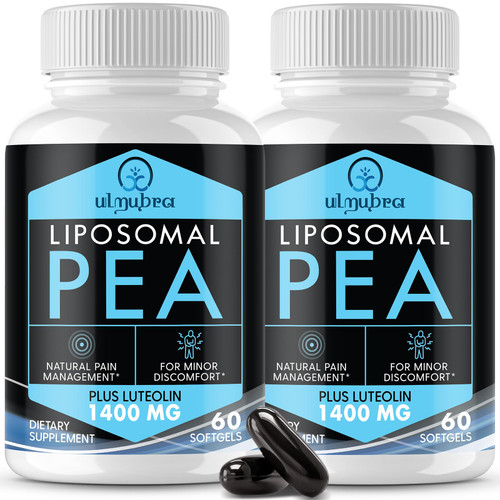 Ulmubra Liposomal Palmitoylethanolamide 1300 MG Plus Luteolin 100 MG, Superior Absorption, Micronized Pea Supplement for Discomfort Management, 120 Softgels