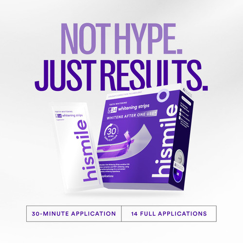 Hismile V34 Whitening Strips, Teeth Whitening Strips, Purple Tooth Whitening, Purple Whitening Strips, Tooth Stain Treatment, Combining Whitening and Colour Correction
