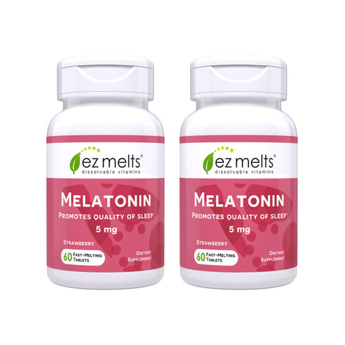 EZ Melts Melatonin - Sleep Support Supplement - No Artificial Flavors - Non-GMO & Sugar-Free - Strawberry - 120 Dissolvable Tablets (120 Servings)
