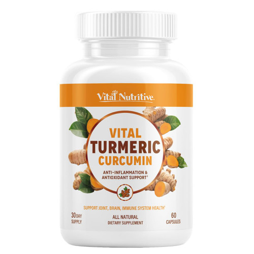 Vital Turmeric Curcumin Supplement – 1310 mg Blend with 95% Curcuminoids & Curcumin with Black Pepper – Joint, Brain, Immune & Anti-Aging Support – Non-GMO, Gluten-Free – 30 Day Supply